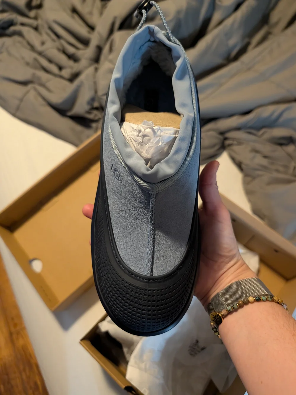 UGG Kids Waterproof Rain & Snow Boot in Light Gray and Black